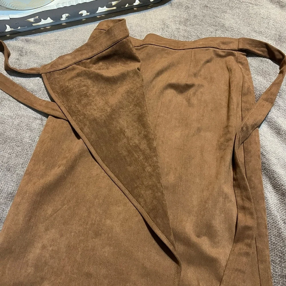 Lulus Light Brown Suede Wrap Skirt - Size Medium